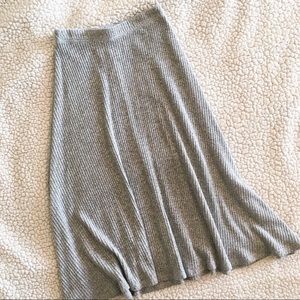 Grey ribbed cotton midi skirt